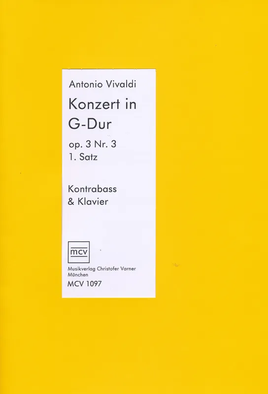 Bestseller Antonio Vivaldi, Konzert Op.3 Nr.3, 1.Satz für Bass und Klavier