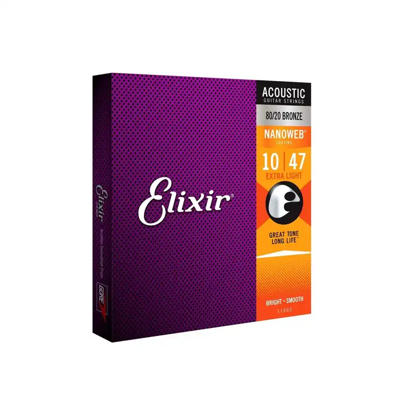 ELIXIR E11002 Nanoweb Extra Light Acoustic Guitar Strings, 10-47 Offerta Del Giorno