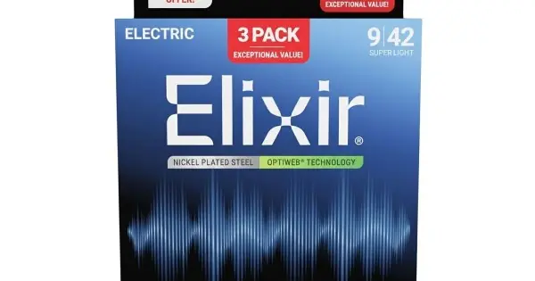ELIXIR 3x Pack 16571 Electric Nickel Plated Steel Optiweb - PACK 3 MUTE DI CORDE PER CHITARRA ELETTRICA 09/42 Vendita Finale