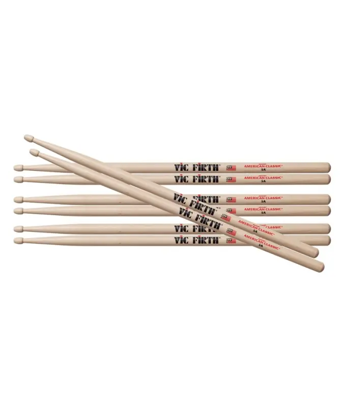 VIC FIRTH P5A.3-5A.1, PVF 5A American Classic 5A, Kit di 4 Coppie Promo Stagionale