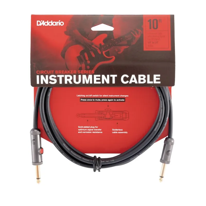 Cavo per strumenti D‘Addario 3 m con interruttore di esclusione, connettore dritto Di Tendenza
